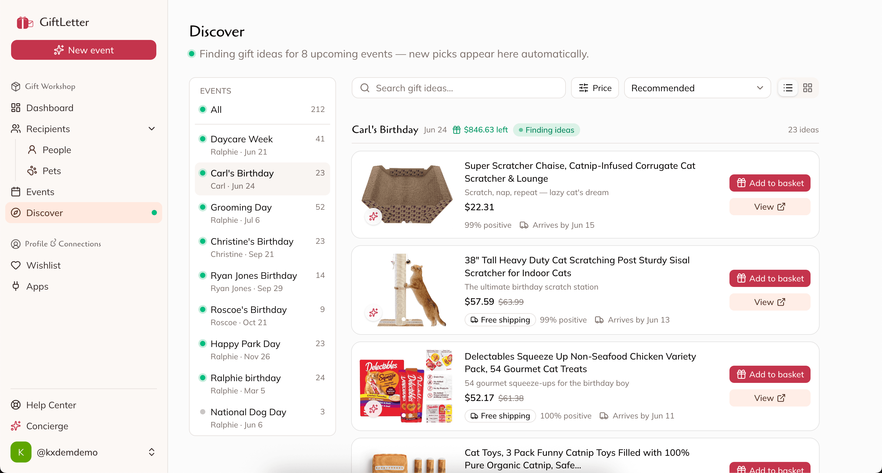 GiftLetter app — screen 1 of 6