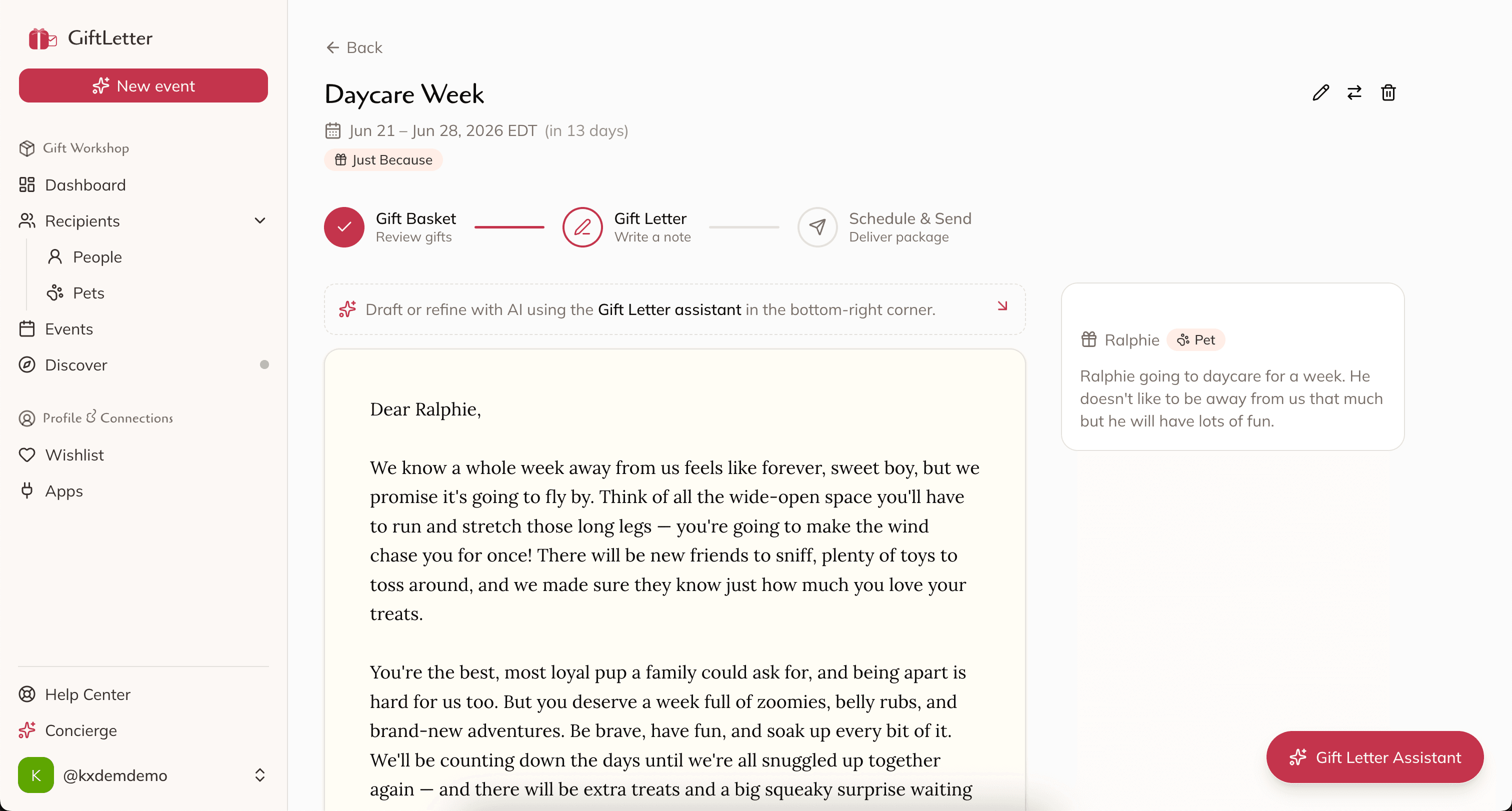 GiftLetter app — screen 5 of 6